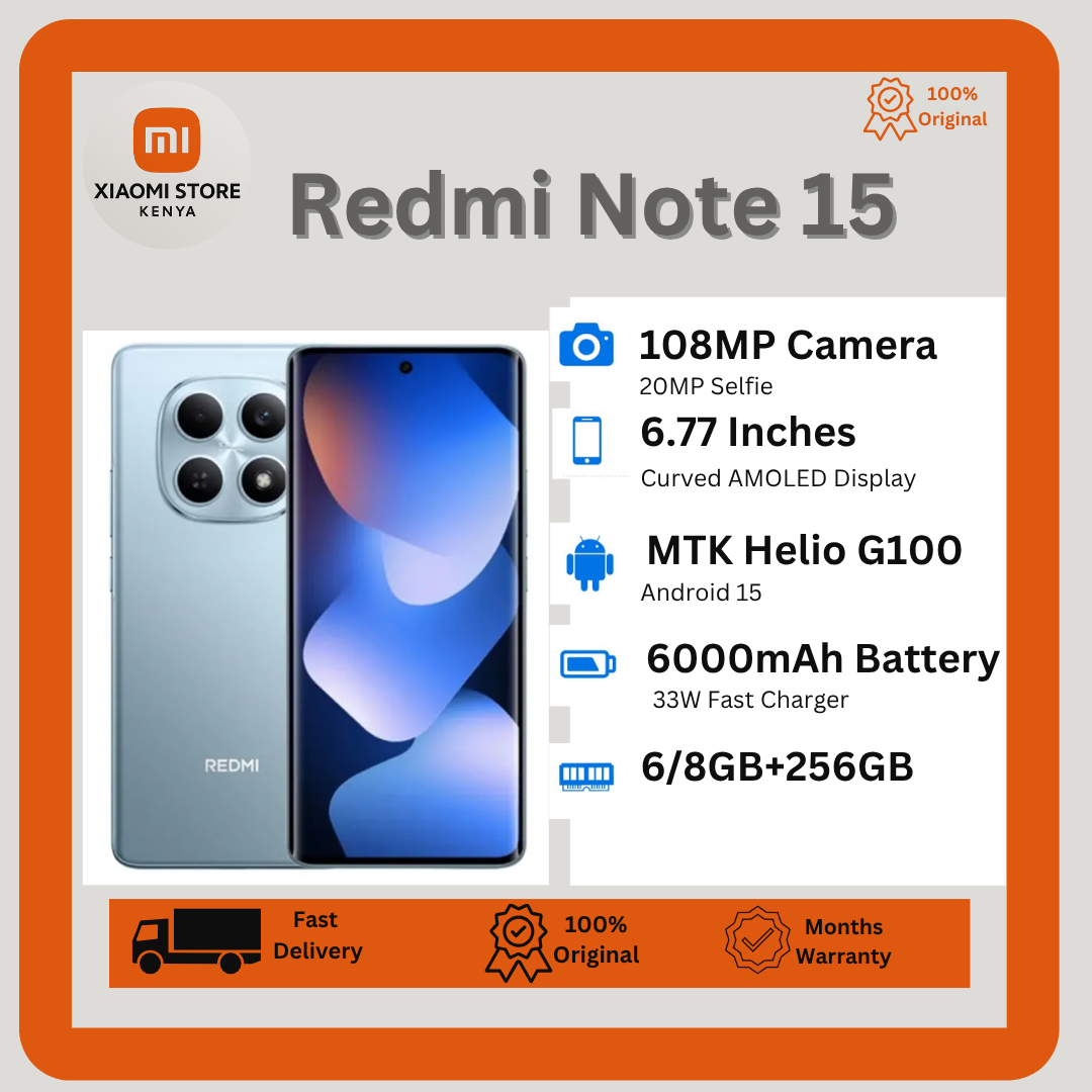[New Arrival] XIAOMI Redmi Note 15 8GB+256GB 6.77" AMOLED 120Hz Display 108MP Camera 6000mAh Battery Dual SIM On-Screen Fingerprint Unlock 33W Fast Charge Smartphones Android Smart AI