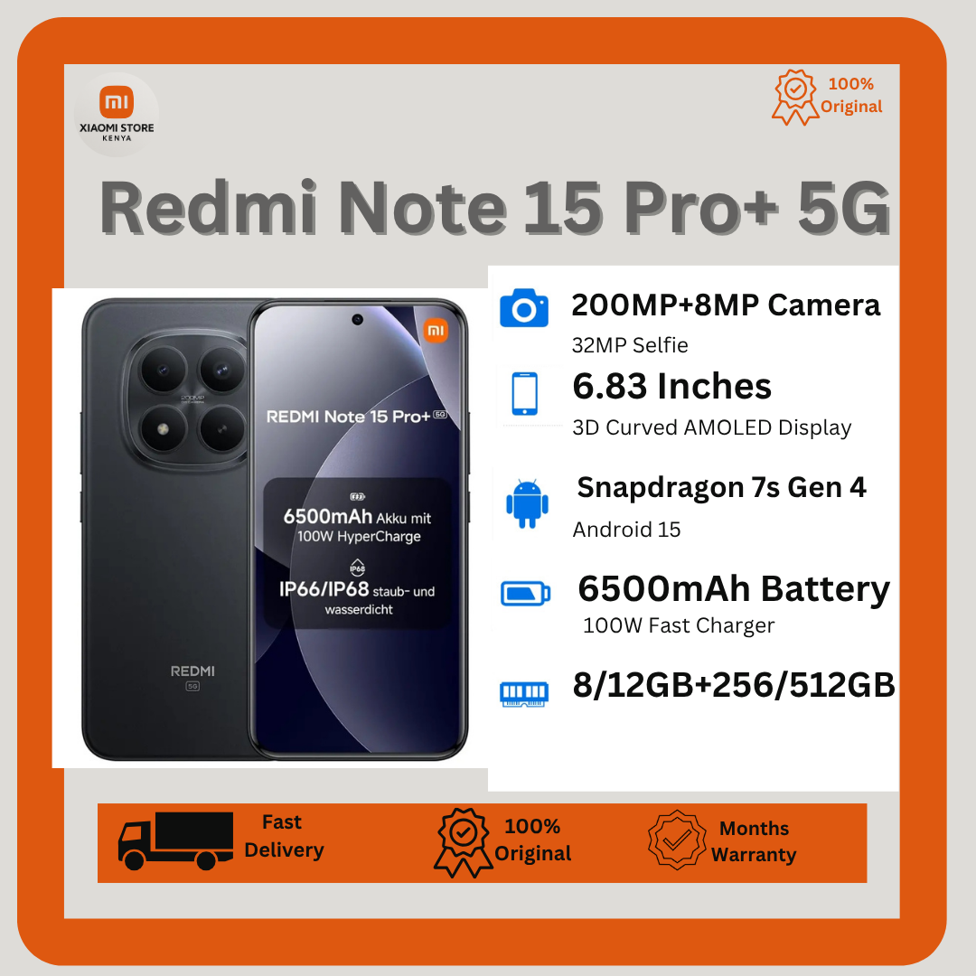 [NEW ARRIVAL🔥🔥] XIAOMI Redmi Note 15 Pro+ 5G 12GB+512GB 6.83" 120Hz 3D Curved AMOLED Display Dual SIM/e-SIM 200MP Camera 6500mAh Battery 100W IP68/69K Redmi Note 15 Pro Plus Smartphone