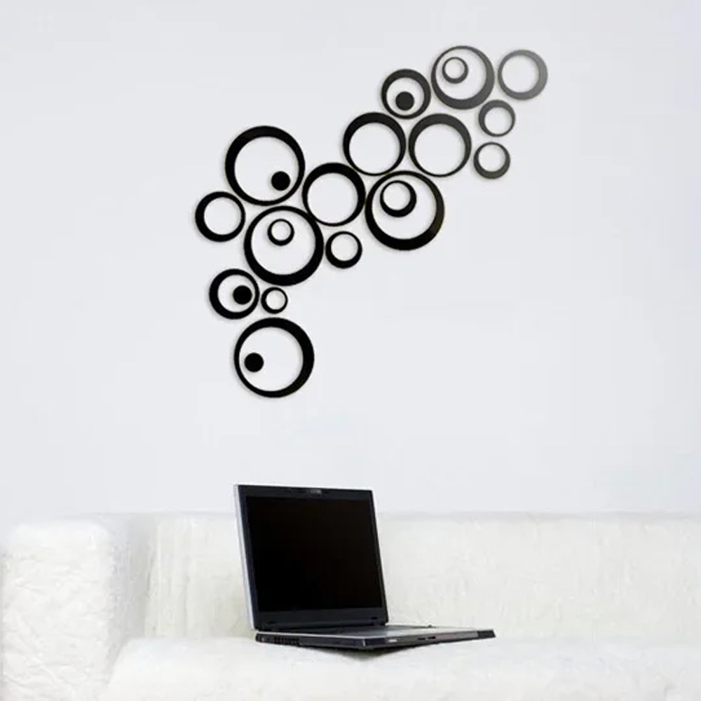 24PCS 3D Circular Mirror Wall Sticker Self-Adhesive Acrylic Mirror Decals DIY Office Living Room Bedroom Decoration Art Wall Stickers