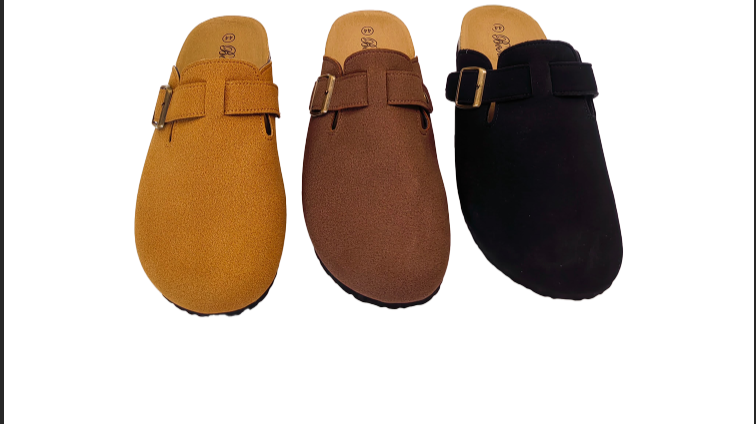 Men’s Classic Buckle Slip-On Mules – Comfortable Casual Leather Slides