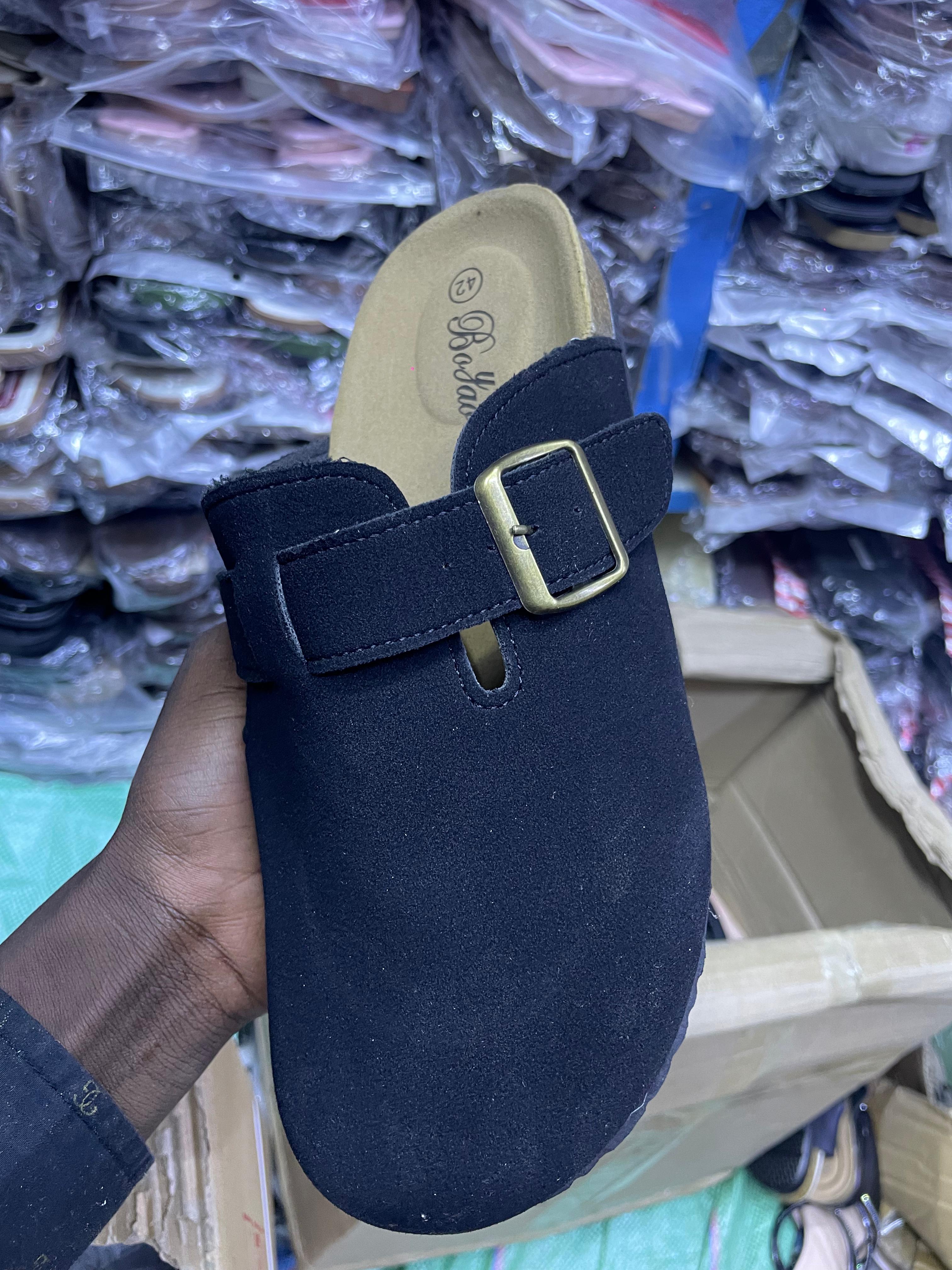 Men’s Classic Buckle Slip-On Mules – Comfortable Casual Leather Slides