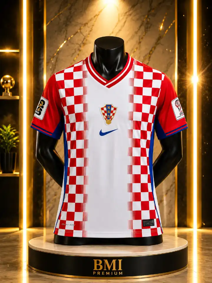 ❤️🤍 CHECKERED WARRIORS • WORLD CUP 2026 🇭🇷 Croatia Fan Jersey – Bold Football Kit ⚽ Breathable Athletic Wear 🔥 Premium Replica Edition