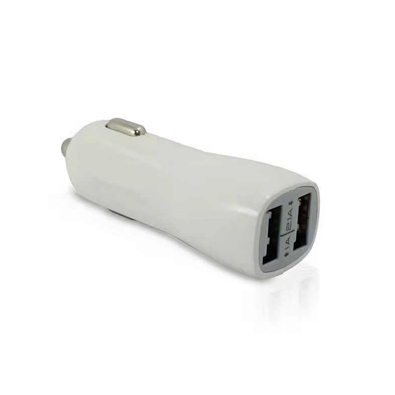 Dual USB Car Charger, Cigarette Lighter USB Adapter for Smartphones 2.1A output Black and white colour