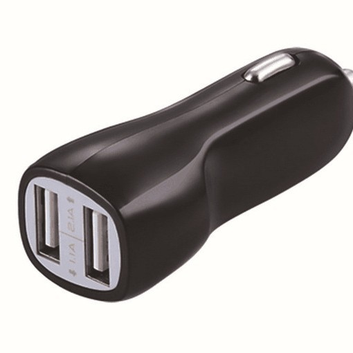 Dual USB Car Charger, Cigarette Lighter USB Adapter for Smartphones 2.1A output Black and white colour
