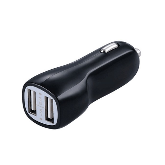 Dual USB Car Charger, Cigarette Lighter USB Adapter for Smartphones 2.1A output Black and white colour