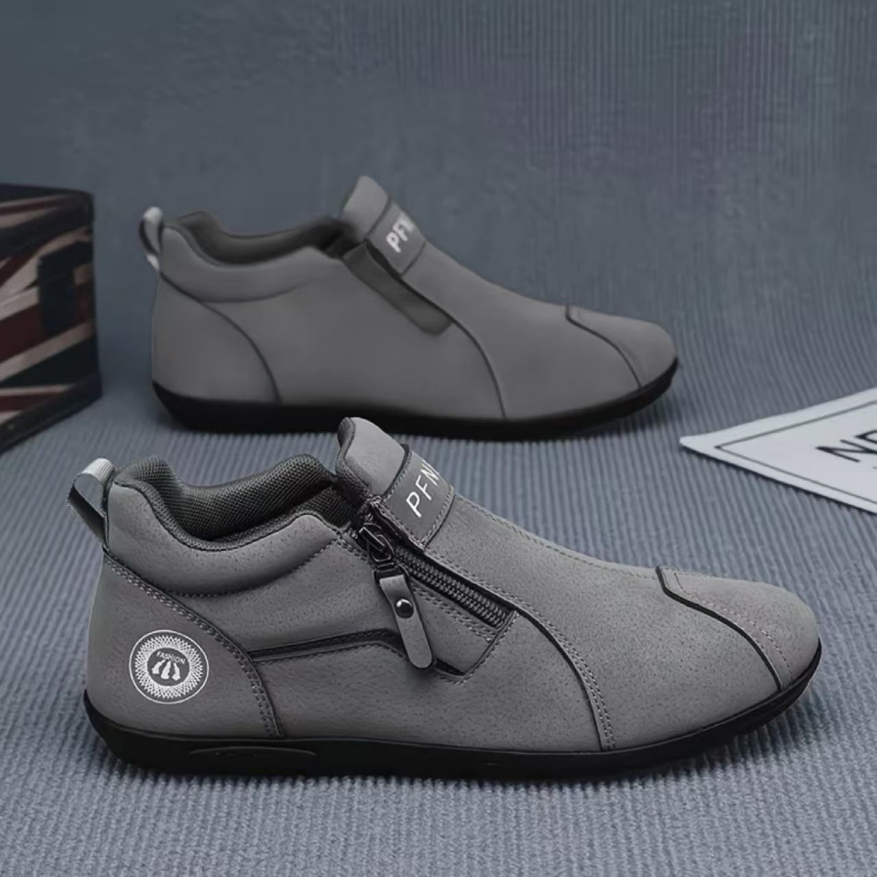 Men's Casual Slip-on Sneakers – PU Leather Fashion Sports Shoes for Daily Walking, Soft Sole Non-slip, Round Toe Pull-on Design