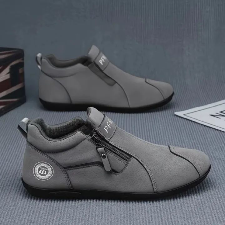 Men's Casual Slip-on Sneakers – PU Leather Fashion Sports Shoes for Daily Walking, Soft Sole Non-slip, Round Toe Pull-on Design