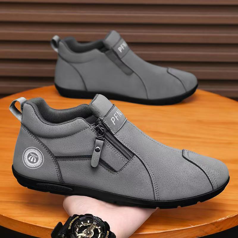 Men's Casual Slip-on Sneakers – PU Leather Fashion Sports Shoes for Daily Walking, Soft Sole Non-slip, Round Toe Pull-on Design
