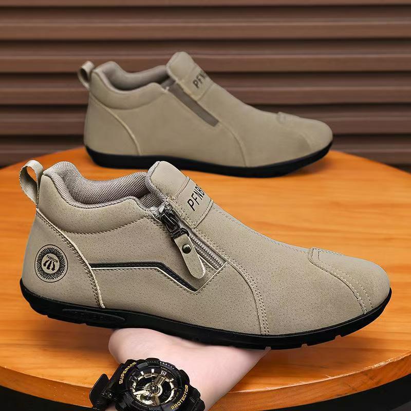 Men's Casual Slip-on Sneakers – PU Leather Fashion Sports Shoes for Daily Walking, Soft Sole Non-slip, Round Toe Pull-on Design