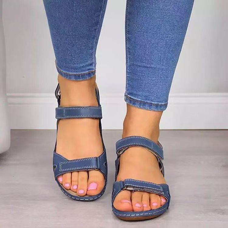 Women Denim Blue Wedge Sandals, Ankle Strap Open Toe Platform Heel Sandals, Lightweight Summer Casual Shoes for Daily Wear