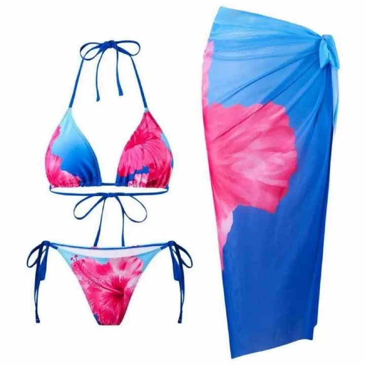 Floral 3 Pieces Bikinis Women Swimsuits Female Swimwear Bikini Set Bathing Suit Swimming Suits Beachwear