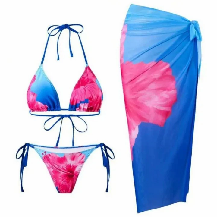 Floral 3 Pieces Bikinis Women Swimsuits Female Swimwear Bikini Set Bathing Suit Swimming Suits Beachwear