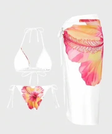 Floral 3 Pieces Bikinis Women Swimsuits Female Swimwear Bikini Set Bathing Suit Swimming Suits Beachwear