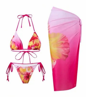 Floral 3 Pieces Bikinis Women Swimsuits Female Swimwear Bikini Set Bathing Suit Swimming Suits Beachwear