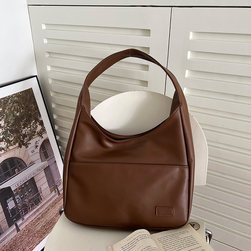 Durable Large Capacity Brown Tote Bag Women's Soft PU Leather Shoulder Handbag for Kenya