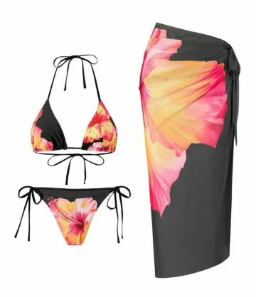 Floral 3 Pieces Bikinis Women Swimsuits Female Swimwear Bikini Set Bathing Suit Swimming Suits Beachwear