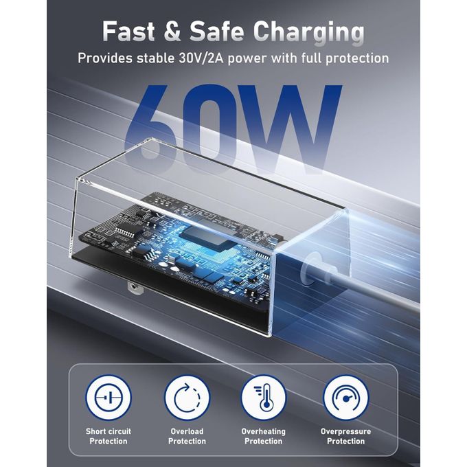 Starlink Mini Power Supply Adapter , 30V 2A 60W AC / DC Charger Wall Plug , Fast Charging , Official Alternative Power Solution , Compatible with StarlinkMini DC to DC Power Cable