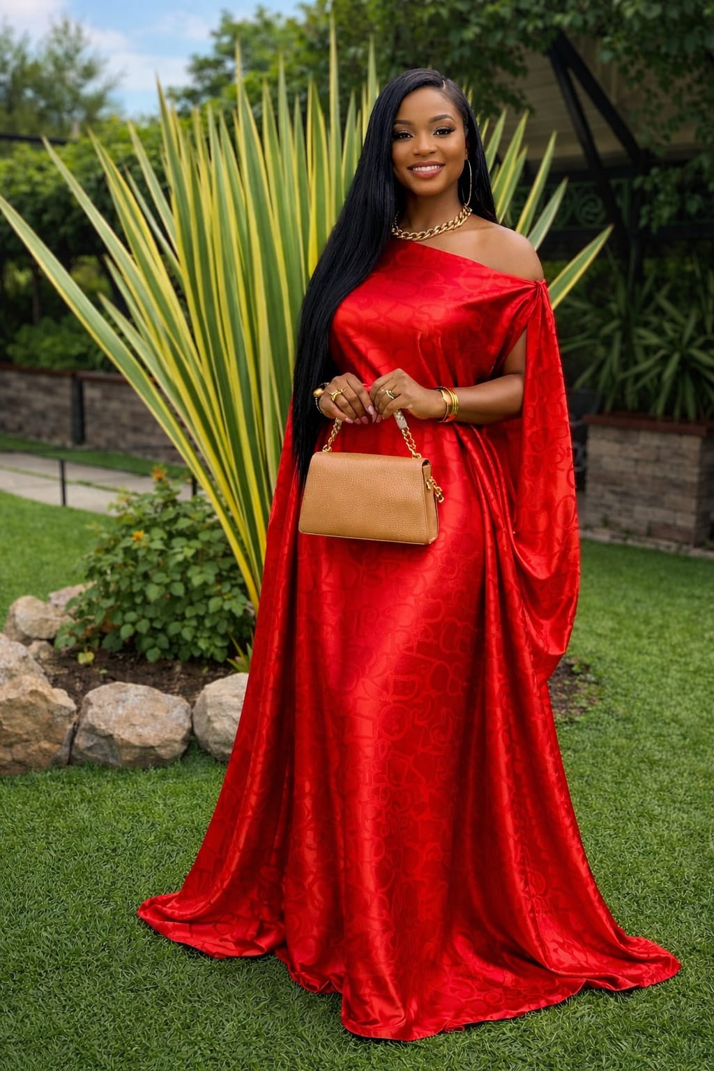 Women’s One-Shoulder Designer Kaftan Dera – Free Size Maxi Dress with Adjustable Belt, Elegant Flowy Loose Fit, Comfortable & Stylish African Wear, Premium Quality (Fits Sizes 44–54)