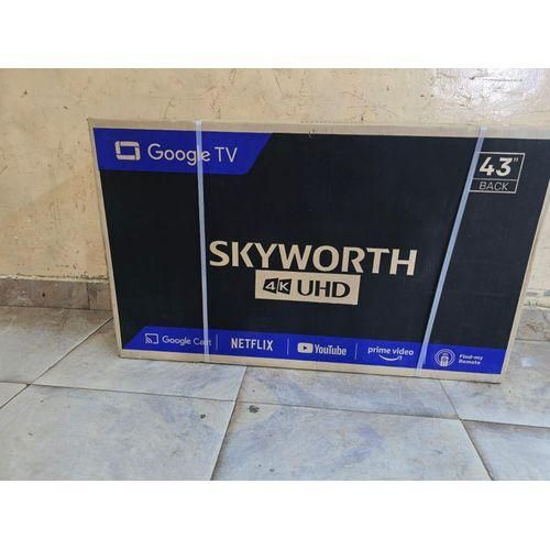 Skyworth 43' inch 4k Frameless Smart GOOGLE TV Android Bluetooth Enabled Netflix Youtube I-cast Prime Video Google Play Assistant Television CHROME CAST + WALL MOUNT AND TV GUARD