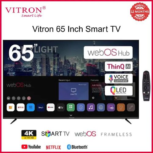 VITRON 65" Inch 6588USWO, Smart Android WebOS TV DVBT2/S2 HDR Dolby Audio Inbuilt Decoder Appstore Netflix Youtube USB HDMI ports Multilanguage WideColor Enhancer+FREE TV GUARD AND WALL MOUNT