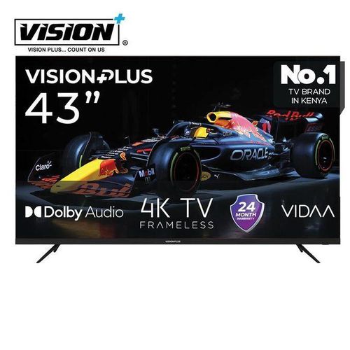 Vision Plus 43 inch Smart TV VP8843KV - 43" 4K Frameless VIDAA+ OS Smart TV Dolby Audio 4K Resolution Frameless Design +FREE WALL BRACKET AND TV GUARD -2YRs WRTY