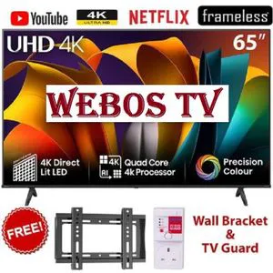 VITRON 65" Inch 6588USWO, Smart Android WebOS TV DVBT2/S2 HDR Dolby Audio Inbuilt Decoder Appstore Netflix Youtube USB HDMI ports Multilanguage WideColor Enhancer+FREE TV GUARD AND WALL MOUNT