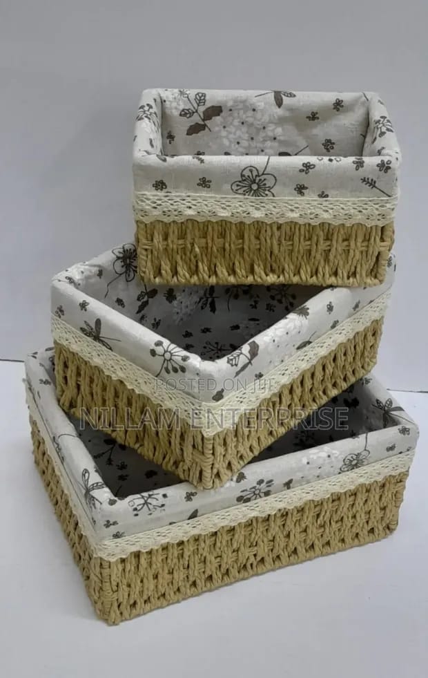 3-in-1 Weaved Basket Organizer – Multi-Purpose Storage Basket