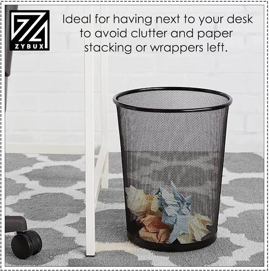 9L Metallic Mesh Dust Bin Black Silver Upgrade kitchen or office tidiness with this 9L metallic mesh dust bin—stylish black or silver wire construction offers breathable design preventing odors while