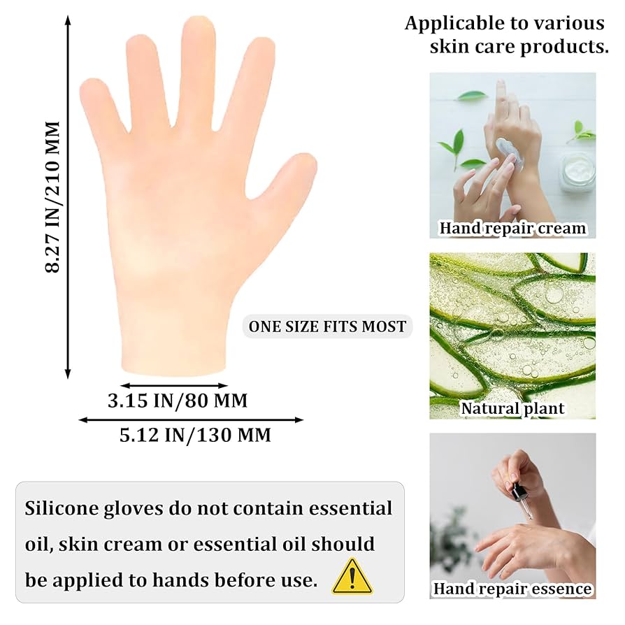 Silicone Moisturizing Hand Gloves  designed to lock in lotion for deep hydration, One-size-fits-all stretchy design fits men and women comfortably Reusable and waterproof for easy rinsing