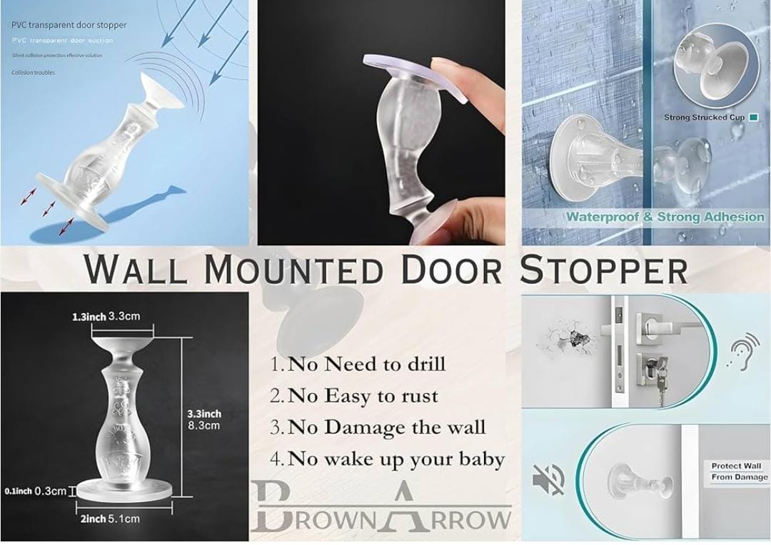 Door Stopper 8.5cm Strong Adhesive Silicone Black  Prevent slammed doors, pinched fingers, and wall dents with this 8.5cm long strong adhesive silicone door stopper