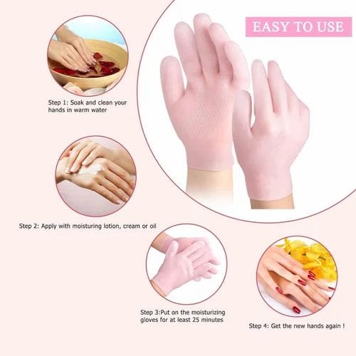 Silicone Moisturizing Hand Gloves  designed to lock in lotion for deep hydration, One-size-fits-all stretchy design fits men and women comfortably Reusable and waterproof for easy rinsing
