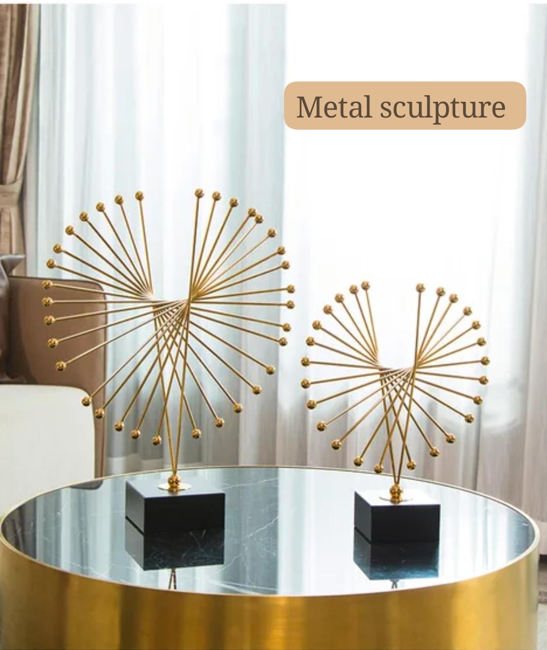 Executive Metal Abstract Spiked Sculpture – Modern Office & Living Room Décor Piece, Symbol of Leadership, Success & Prosperity, Enhances Positive Energy Flow, Premium Decorative Art (Large available