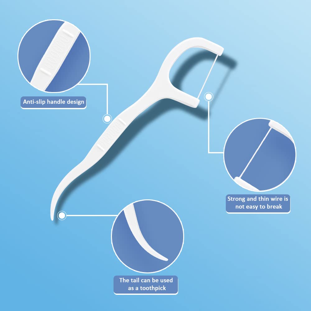 Dental Floss 50pc Pack -2 Way Dental Floss Toothpicks Ergonomic Y-shaped handle ensures control even for kids or arthritis sufferers Hygienic individually wrapped picks prevent contamination.