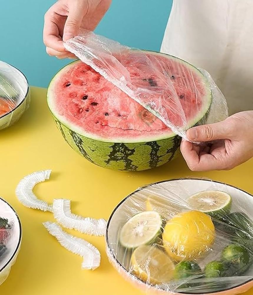 Food Covers100pc Pack Clear Stretching,covering bowls, plates, and containers of all shapes without wasting plastic wrap or foil. The elastic stretch design clings securely to rims🔊SPECIALOFFER‼️🔶