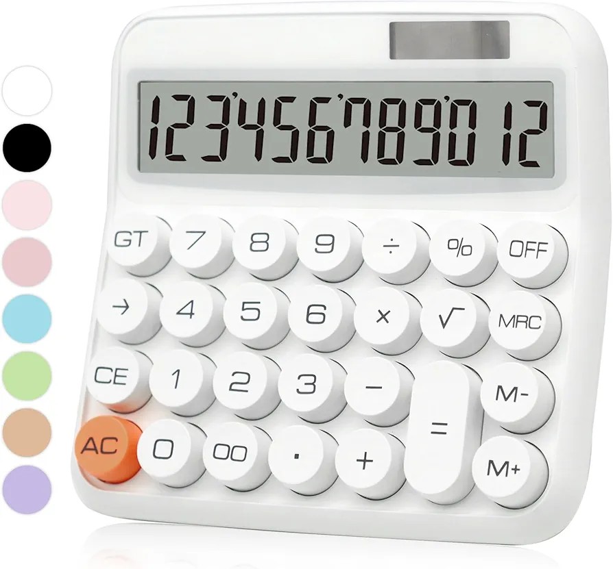 Calculator 12-Digit Solar Energy Desktop Calculator Transform messy handwritten math into instant precision with this stylish 12-digit solar-powered desktop calculator featuring oversized buttons