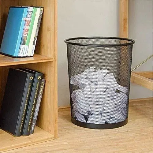 9L Metallic Mesh Dust Bin Black Silver Upgrade kitchen or office tidiness with this 9L metallic mesh dust bin—stylish black or silver wire construction offers breathable design preventing odors while
