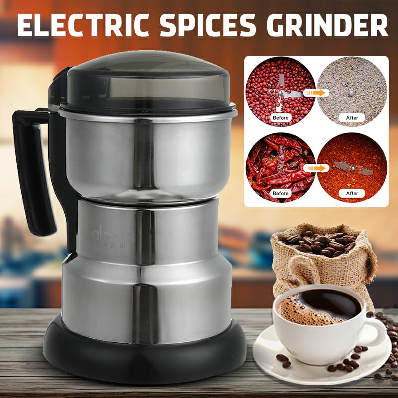 300W Stainless Steel Electric Coffee Grinder – Large Capacity Semi-Automatic Bean, Spice, Nut & Grain Grinding Machine, High-Speed Powder Crusher, Durable Food Processor for Home and Commercial Use