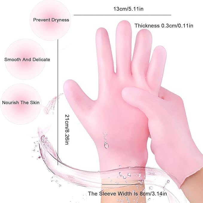 Silicone Moisturizing Hand Gloves  designed to lock in lotion for deep hydration, One-size-fits-all stretchy design fits men and women comfortably Reusable and waterproof for easy rinsing