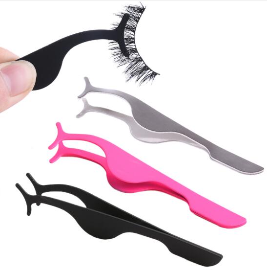 1pc False Eyelash Tweezers Fake Eye Lash Applicator Eyelash Extension Curler Nipper Auxiliary Clip Clamp Makeup Forceps Tools