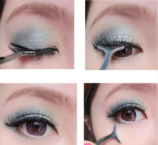1pc False Eyelash Tweezers Fake Eye Lash Applicator Eyelash Extension Curler Nipper Auxiliary Clip Clamp Makeup Forceps Tools