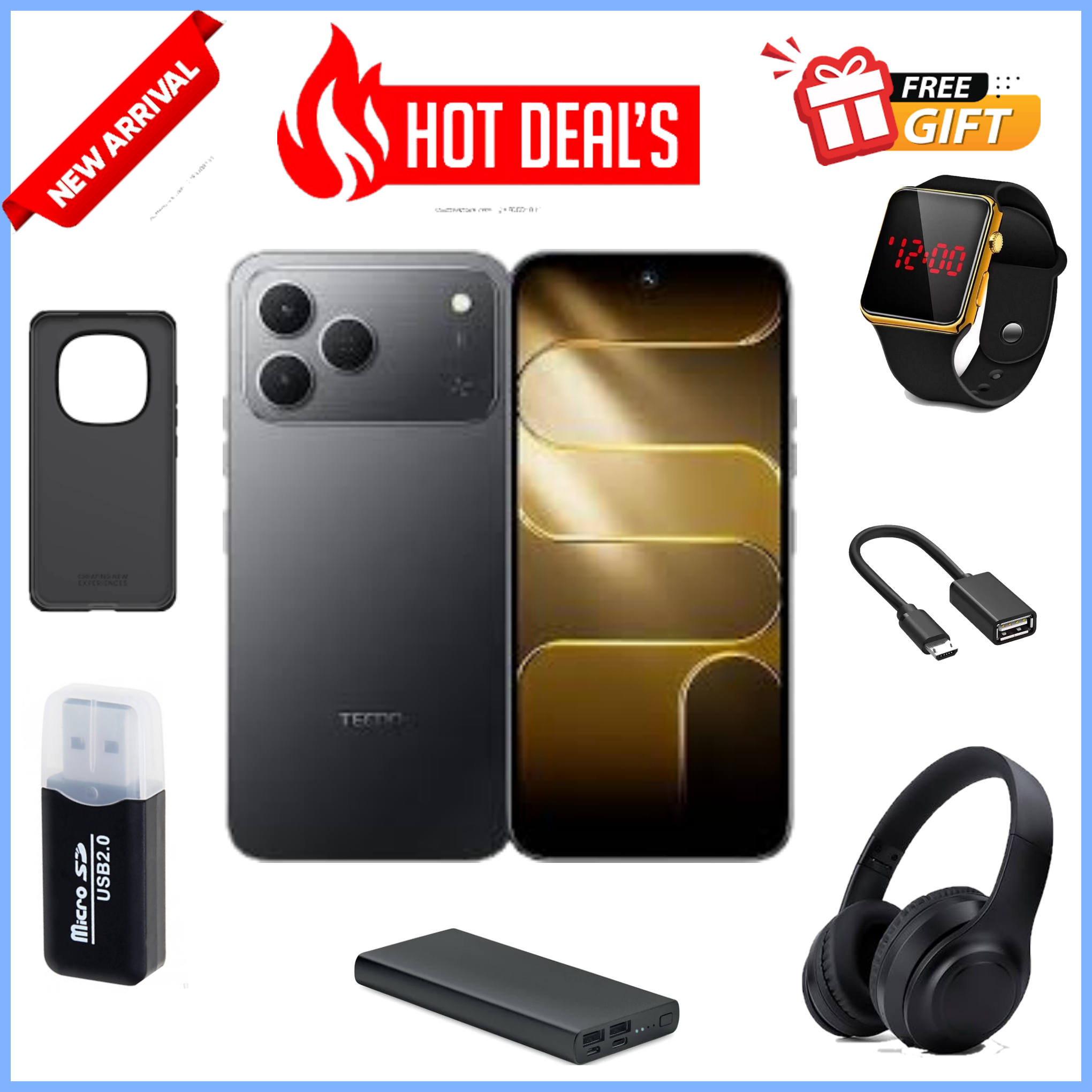 NEW ARRIVAL DEALS!!! Tecno Spark 50 AI 128GB + 8GB(4+4) 6.67'' Screen 50MP Main Camera 8MP Front Camera, 67000MAH, 45W Super Charging Fingerprint IP64 Waterproof Smart Phones+FREEBIES