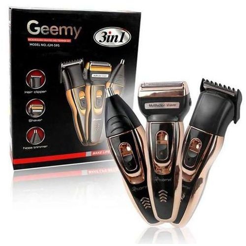 DISCOUNT DEALS!! GEEMY GM-595 3-in-1 SET:| Rechargeable Shaver, Hair Clipper & Nose Trimmer | 40-min Working Time | High Precision Blades | Low Noise | Washable Head | Anti-Slip Design | Shavers