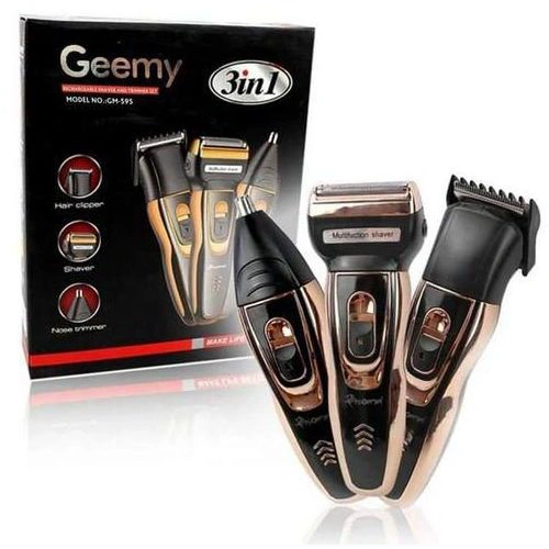 DISCOUNT DEALS!! GEEMY GM-595 3-in-1 SET:| Rechargeable Shaver, Hair Clipper & Nose Trimmer | 40-min Working Time | High Precision Blades | Low Noise | Washable Head | Anti-Slip Design | Shavers