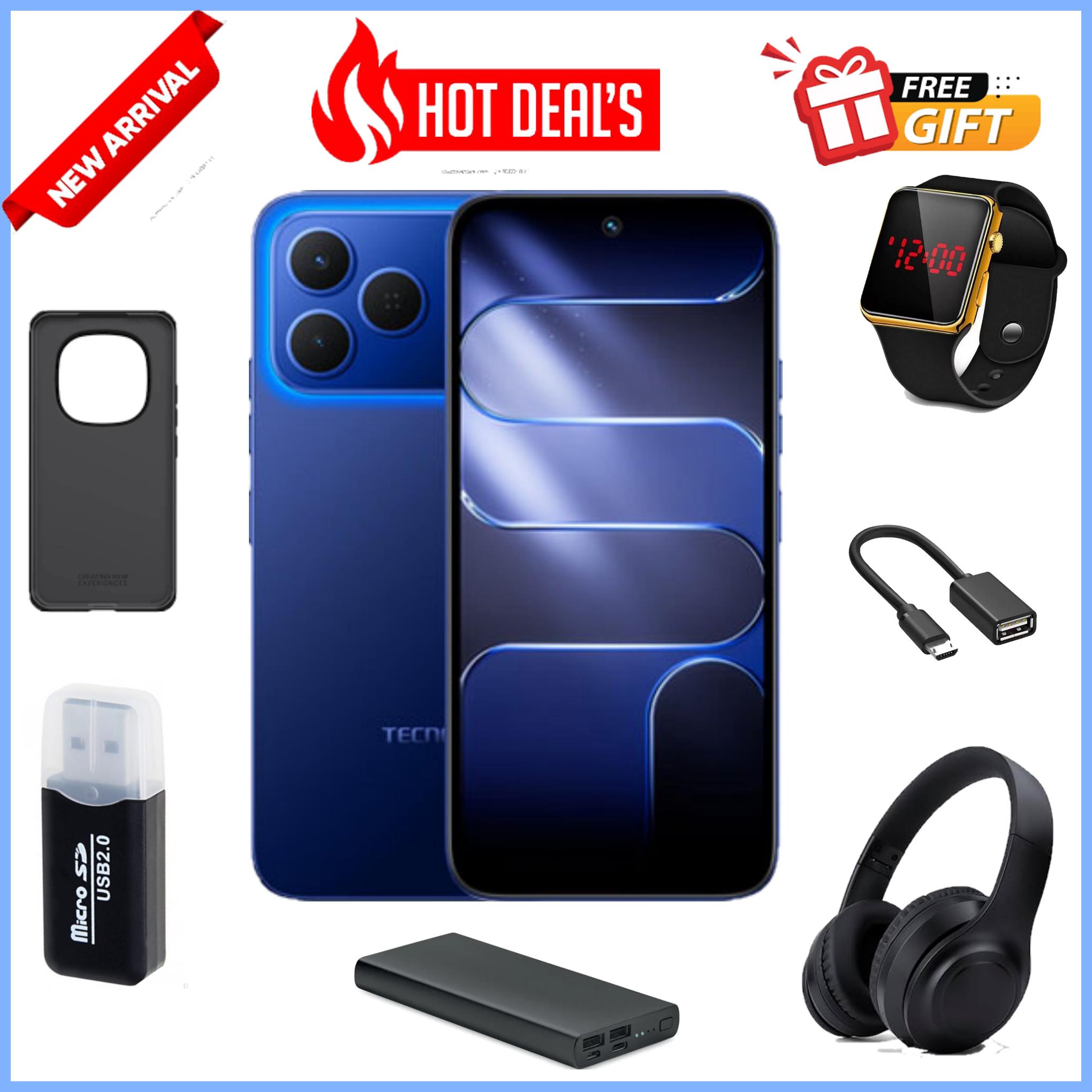 NEW ARRIVAL DEALS!!! Tecno Spark 50 AI 128GB + 8GB(4+4) 6.67'' Screen 50MP Main Camera 8MP Front Camera, 67000MAH, 45W Super Charging Fingerprint IP64 Waterproof Smart Phones+FREEBIES