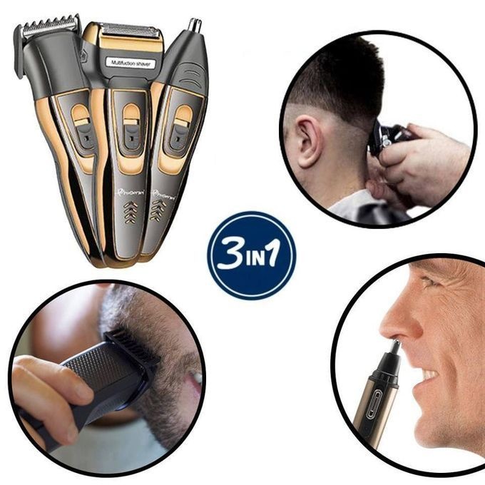 DISCOUNT DEALS!! GEEMY GM-595 3-in-1 SET:| Rechargeable Shaver, Hair Clipper & Nose Trimmer | 40-min Working Time | High Precision Blades | Low Noise | Washable Head | Anti-Slip Design | Shavers