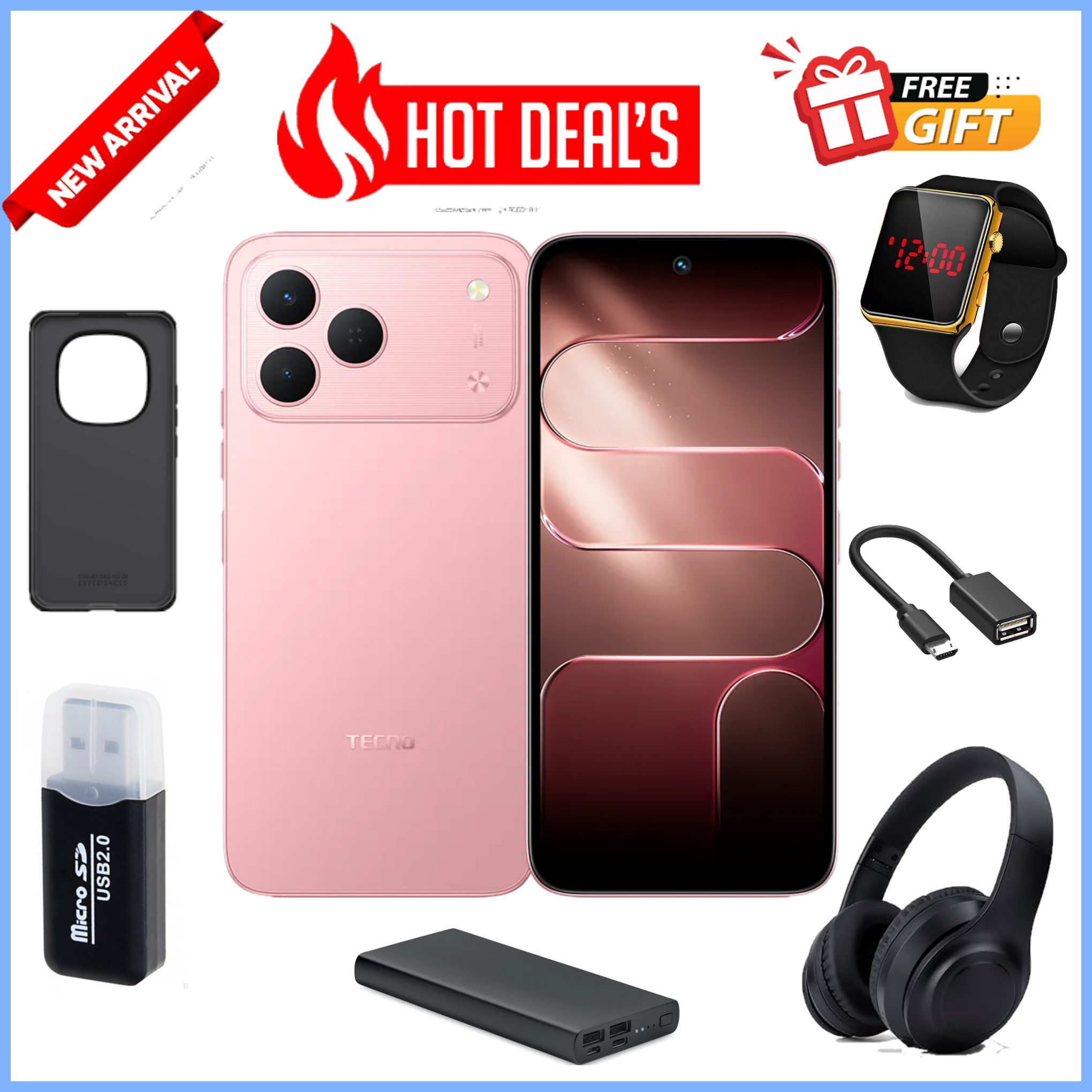 NEW ARRIVAL DEALS!!! Tecno Spark 50 AI 128GB + 8GB(4+4) 6.67'' Screen 50MP Main Camera 8MP Front Camera, 67000MAH, 45W Super Charging Fingerprint IP64 Waterproof Smart Phones+FREEBIES