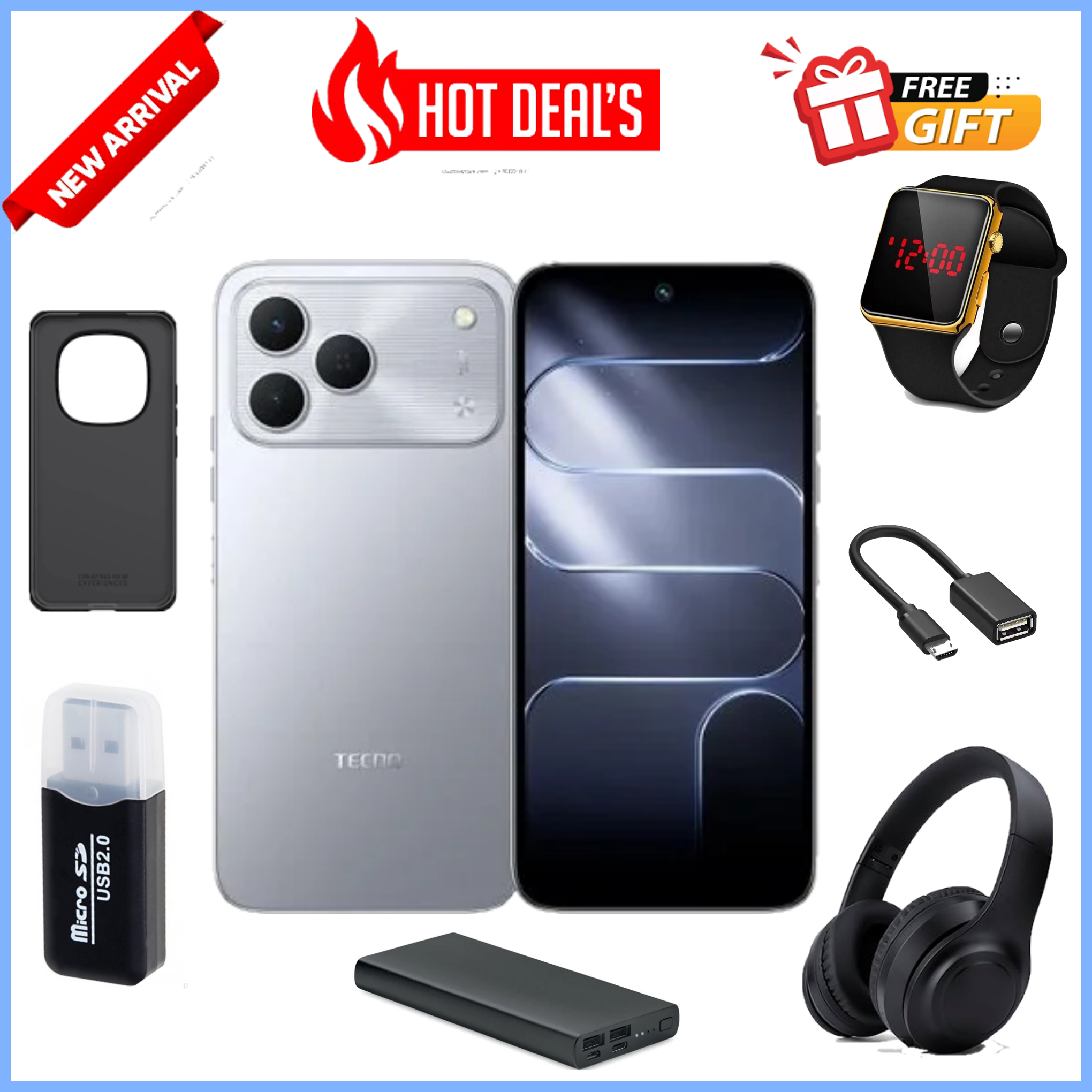NEW ARRIVAL DEALS!!! Tecno Spark 50 AI 128GB + 8GB(4+4) 6.67'' Screen 50MP Main Camera 8MP Front Camera, 67000MAH, 45W Super Charging Fingerprint IP64 Waterproof Smart Phones+FREEBIES