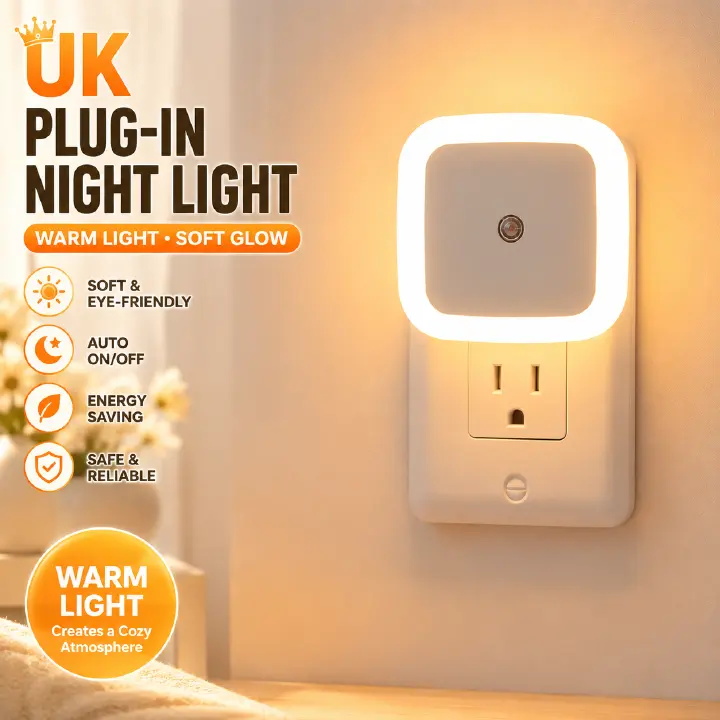 Smart Night Light - Night Lights Plug into Wall, Dusk to Dawn, Nightlight Auto-On/Off, for Bedroom Bathroom Hallway Kitchen,UK Plug