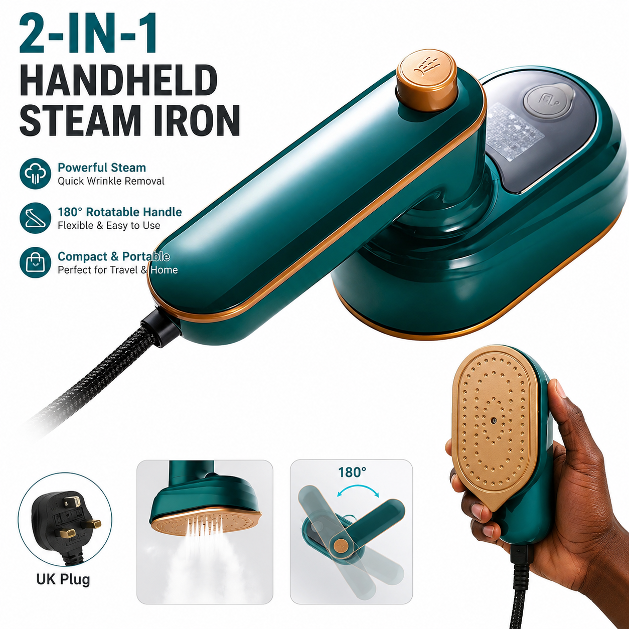 Professional Travel Iron for Clothes, Mini Ironing Machine Handheld Can Be Rotated 180 Degrees, Household Fast Heating Wired Small Electric Iron, Portable Heat Press Clothing Iron Machine