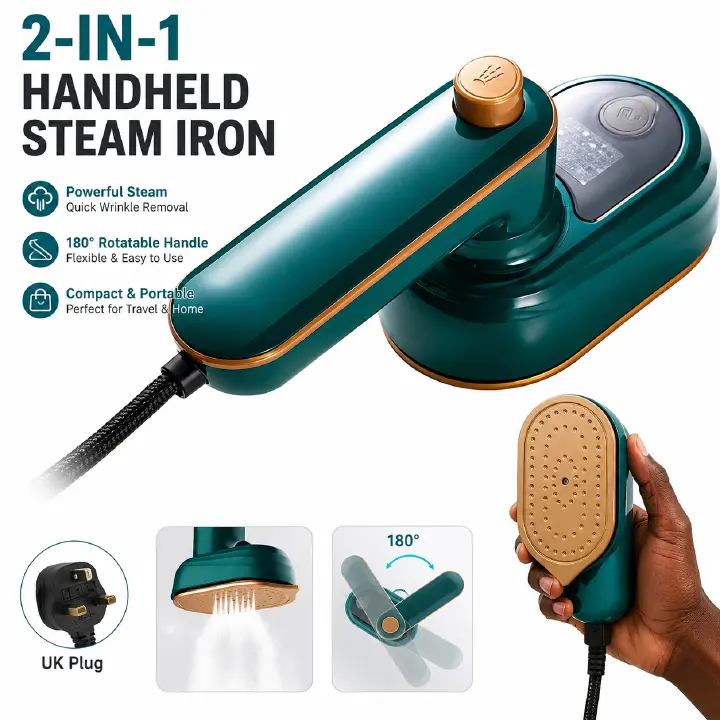 Professional Travel Iron for Clothes, Mini Ironing Machine Handheld Can Be Rotated 180 Degrees, Household Fast Heating Wired Small Electric Iron, Portable Heat Press Clothing Iron Machine